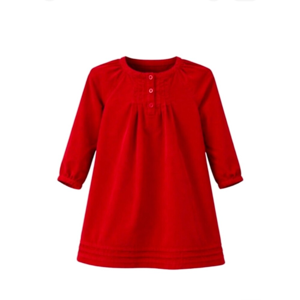 J. Khaki Kids Girl Red Corduroy Long Sleeve Dress Holiday Xmas Valentine's Sz 6